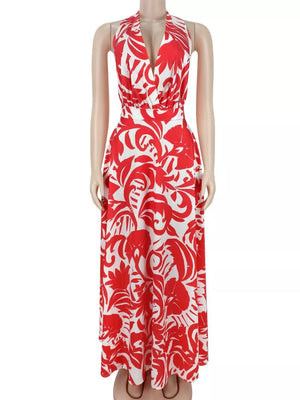 resort maxi dress in Red with halter