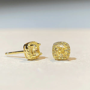 925 Sterling Silver Zircon Stud Earrings in yellow with stud design