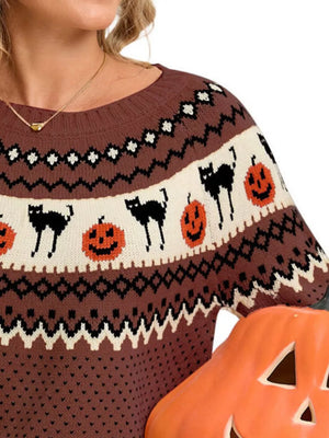 Orange pullover sweater with hip-length and pullover