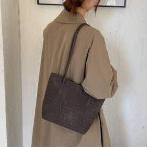 Small Woven Texture Shoulder Bag in Purple with woven texture