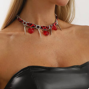 necklace in red featuring heart charms and fitted fit