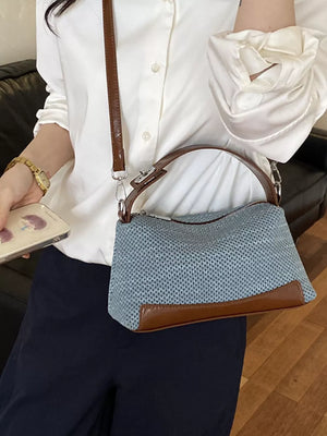 Blue Woven Texture Crossbody Bag