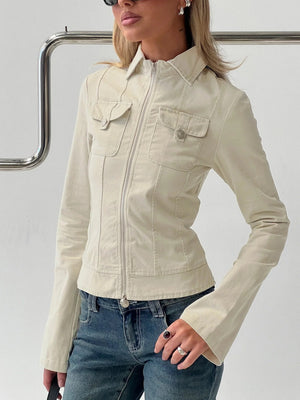 utility jacket in Beige with collared