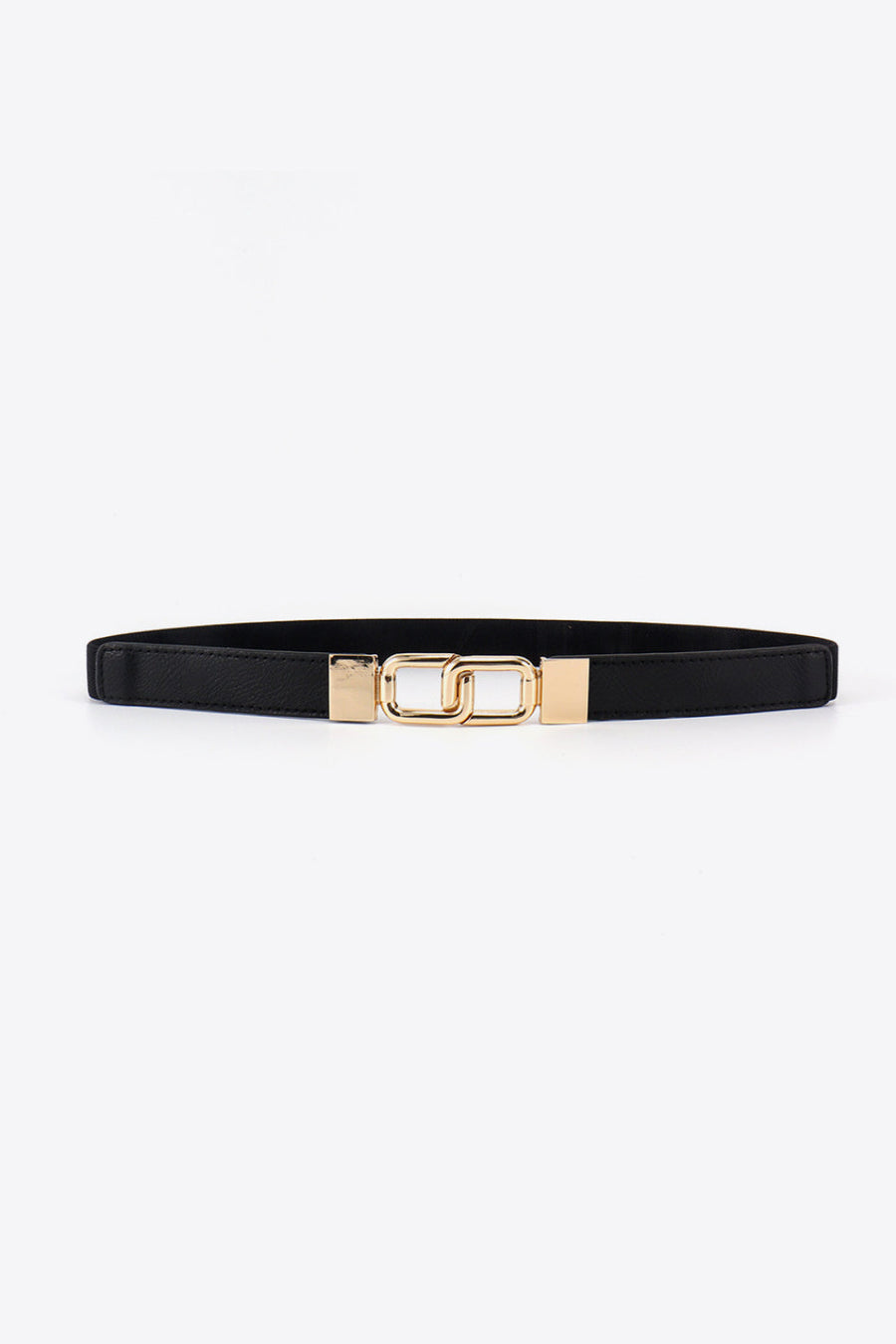 Black belt with linked rectangle gold buckle