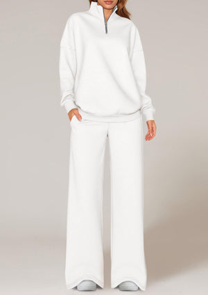 Black sweat set with hip-length and half-zip