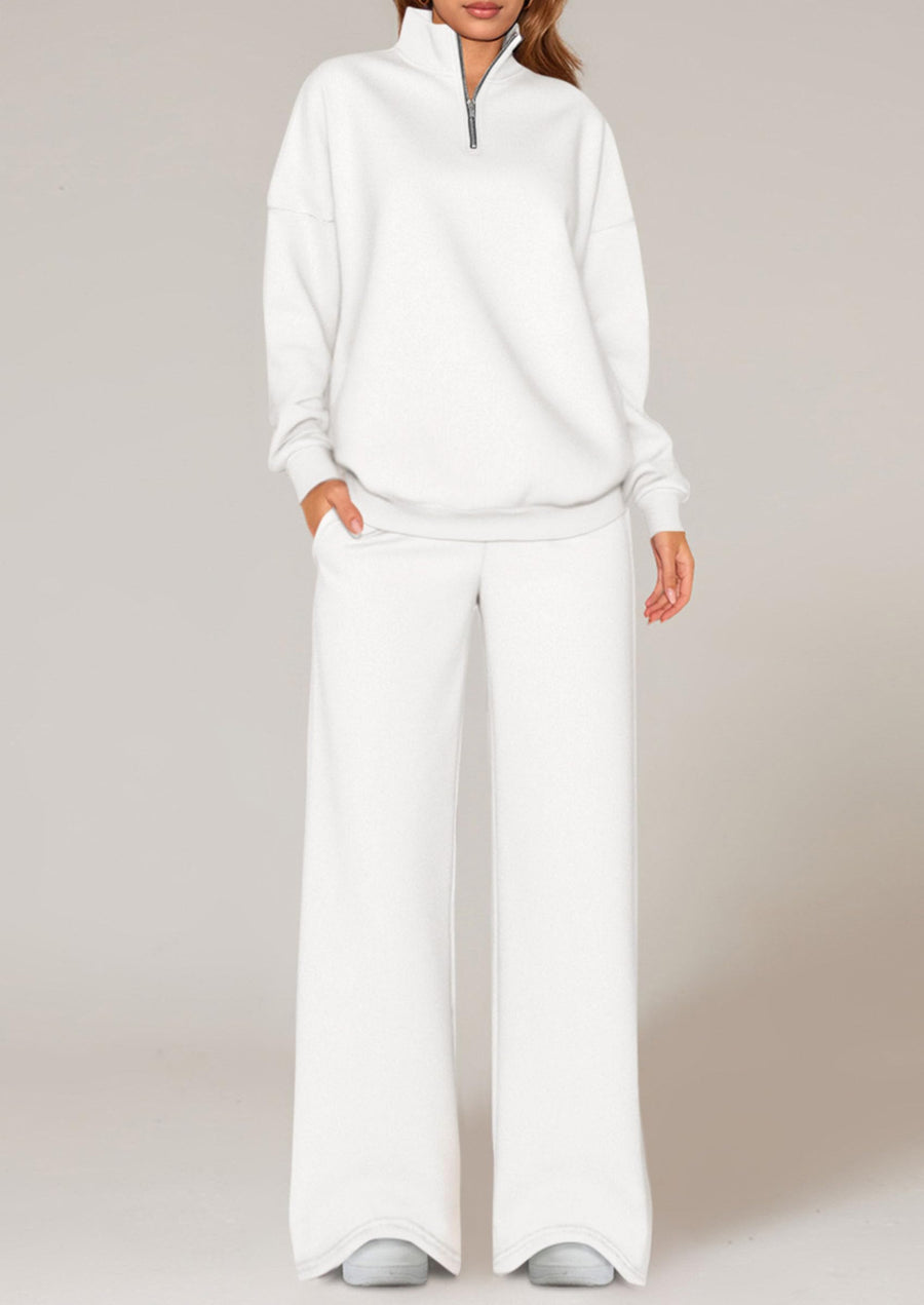 Black sweat set with hip-length and half-zip