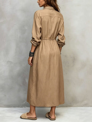 Black relaxed shirt dress with collared