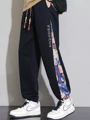 Dark Gray Men's Plus Size Bear Print Sweatpants