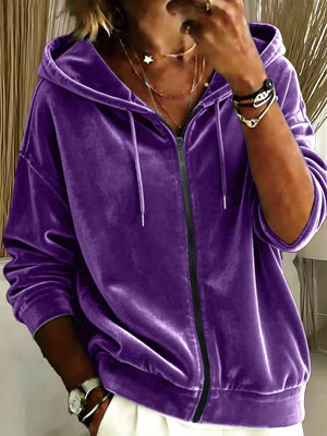 Pink relaxed zip hoodie with hooded