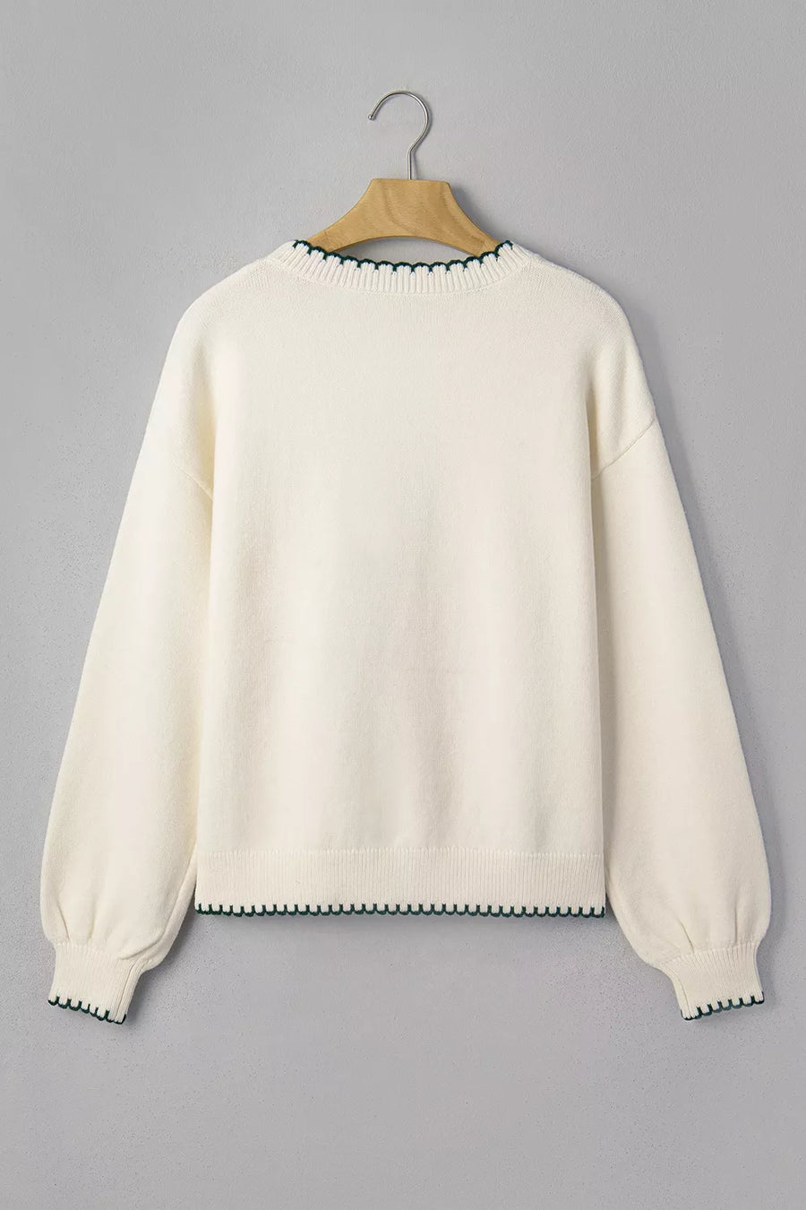 classic pullover sweater in Cream with crew neck
