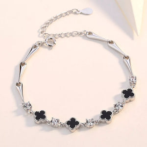 bracelet featuring clover motif in Silver with 925 sterling silver,Agate Care instructions: Avoid wearing during exercise
