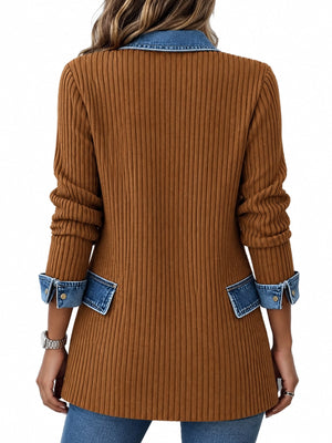 cardigan in Pink with pocketed and tunic-length