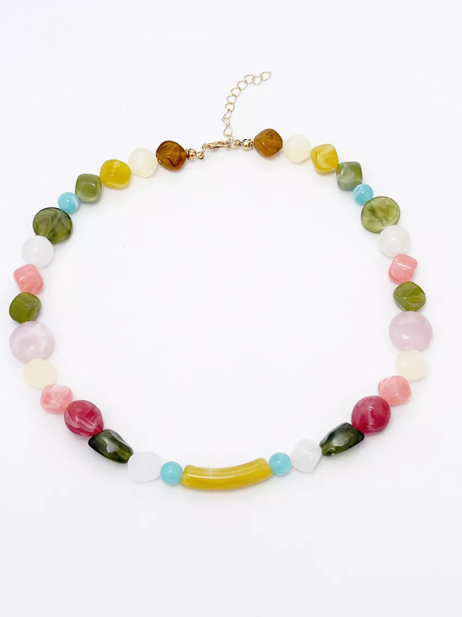 choker featuring color-block in light yellow with Acrylic Care instructions: 1 texture