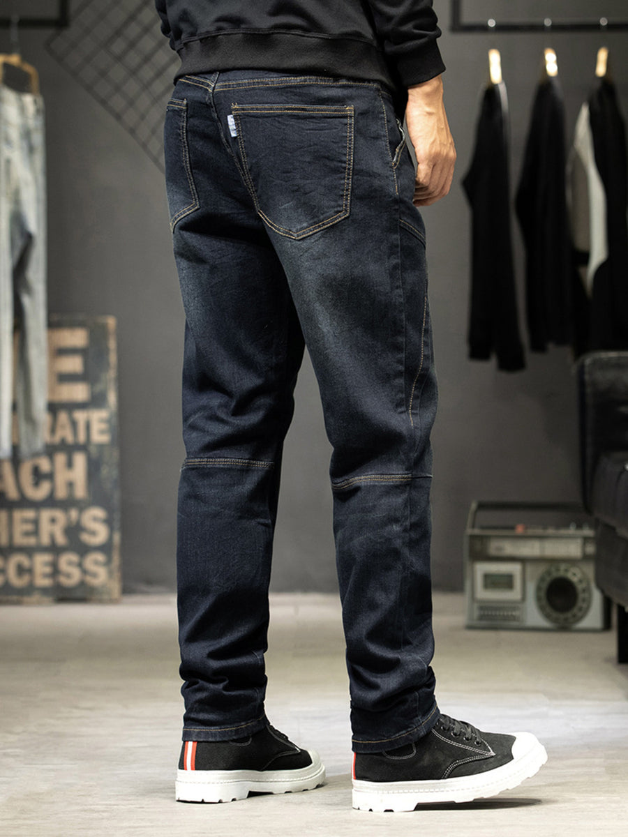 100% cotton Care instructions: Machine wash cold jeans in dark wash blue with slim silhouette