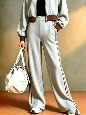 Light Gray relaxed tracksuit with collared