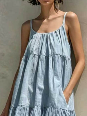 bohemian maxi dress in Army Green with scoop neck