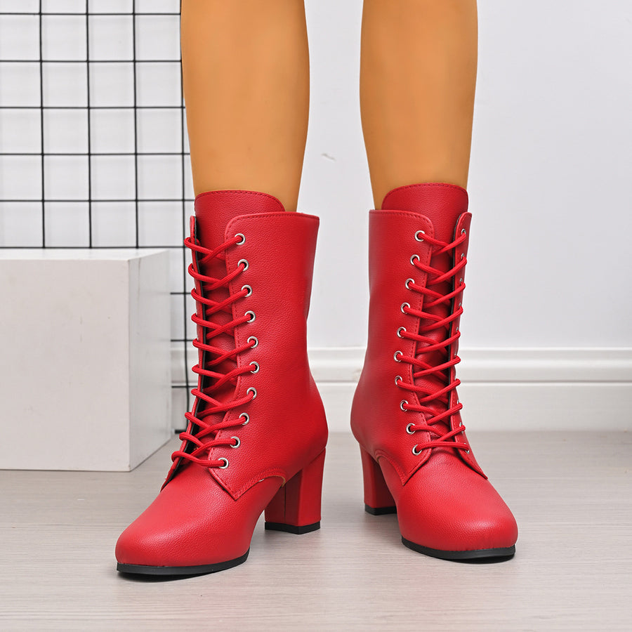 boots in Green with round toe and ankle-length