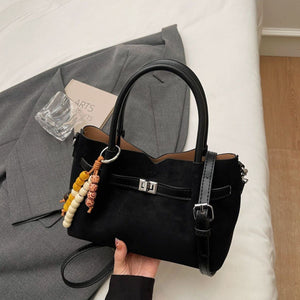 Suede Imported Size & handbag in Khaki with structured silhouette