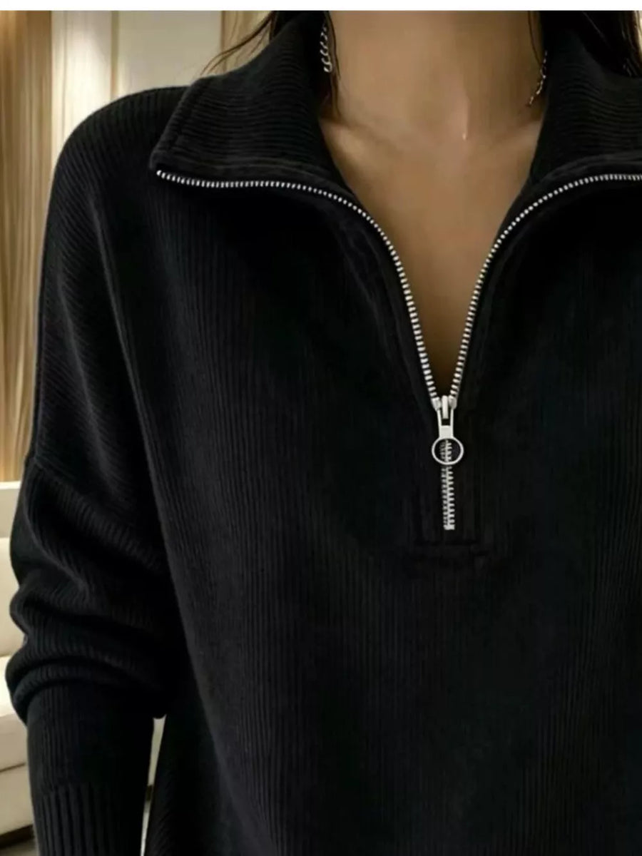 Black sweatshirt with stretch and long sleeve