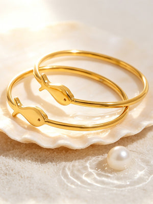18K Gold-Plated Stainless Steel Fish Ring in Gold