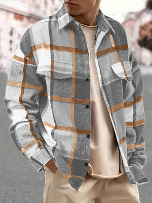 button-up shirt in Hot Pink with plaid and buttoned
