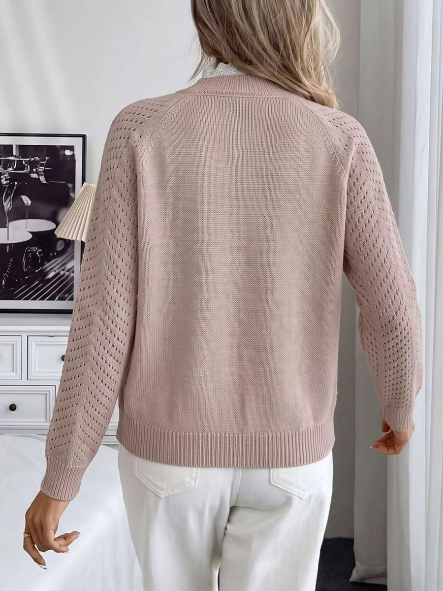 classic mock neck sweater in Pink with mock neck