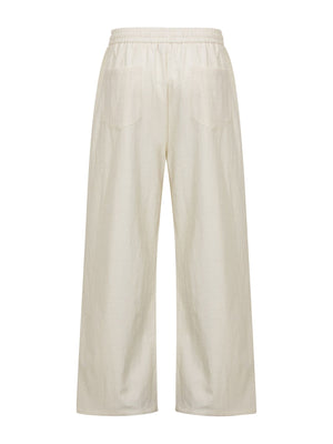 95%polyester,5%spandex Care instructions: Machine wash cold wide-leg pants in Cream with wide-leg silhouette