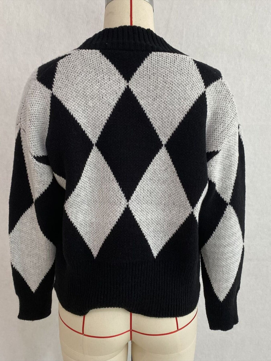 preppy cardigan in Brown with v-neck