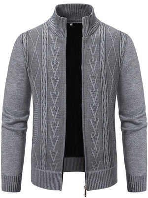 cardigan in camel with cable knit and cable-knit