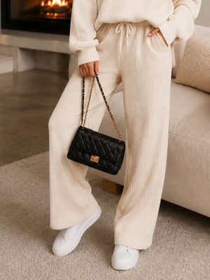 100% polyester Care instructions: Machine wash cold lounge set in Dusty Pink with relaxed silhouette
