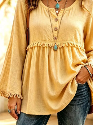 bohemian blouse in Dusty Pink with round neck