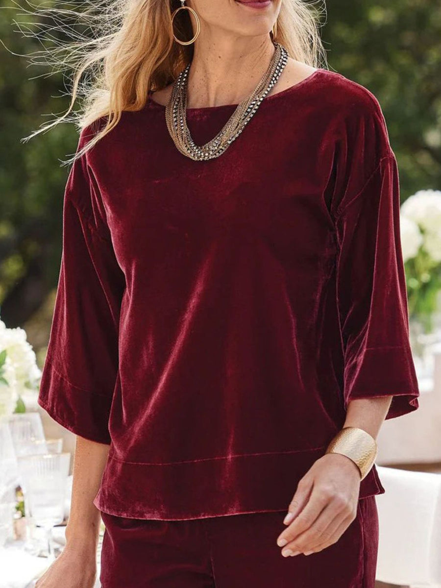 100% polyester Care instructions: Machine wash cold t-shirt in Wine Red with relaxed silhouette
