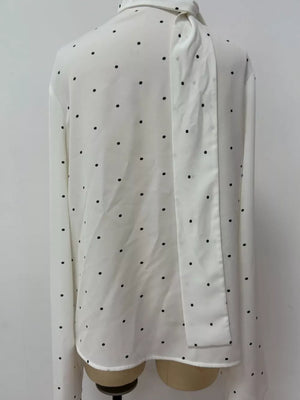 ivory relaxed blouse with scarf neck