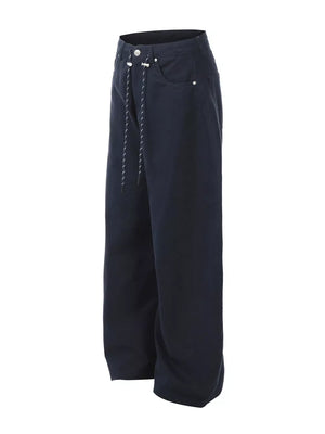 Men's Wide Leg Drawstring Pants in Blue