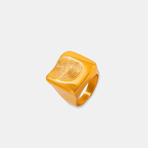 Gold signet ring with sculpted fingerprint detail