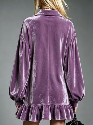 100% polyester Care instructions: Machine wash cold mini dress in Mauve with relaxed silhouette