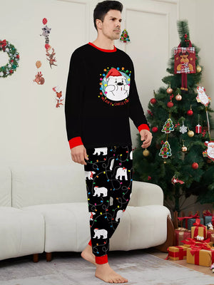 black pajama set with long sleeve and long sleeve