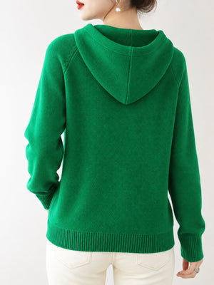 minimalist pullover sweater in Mustard Yellow with hooded