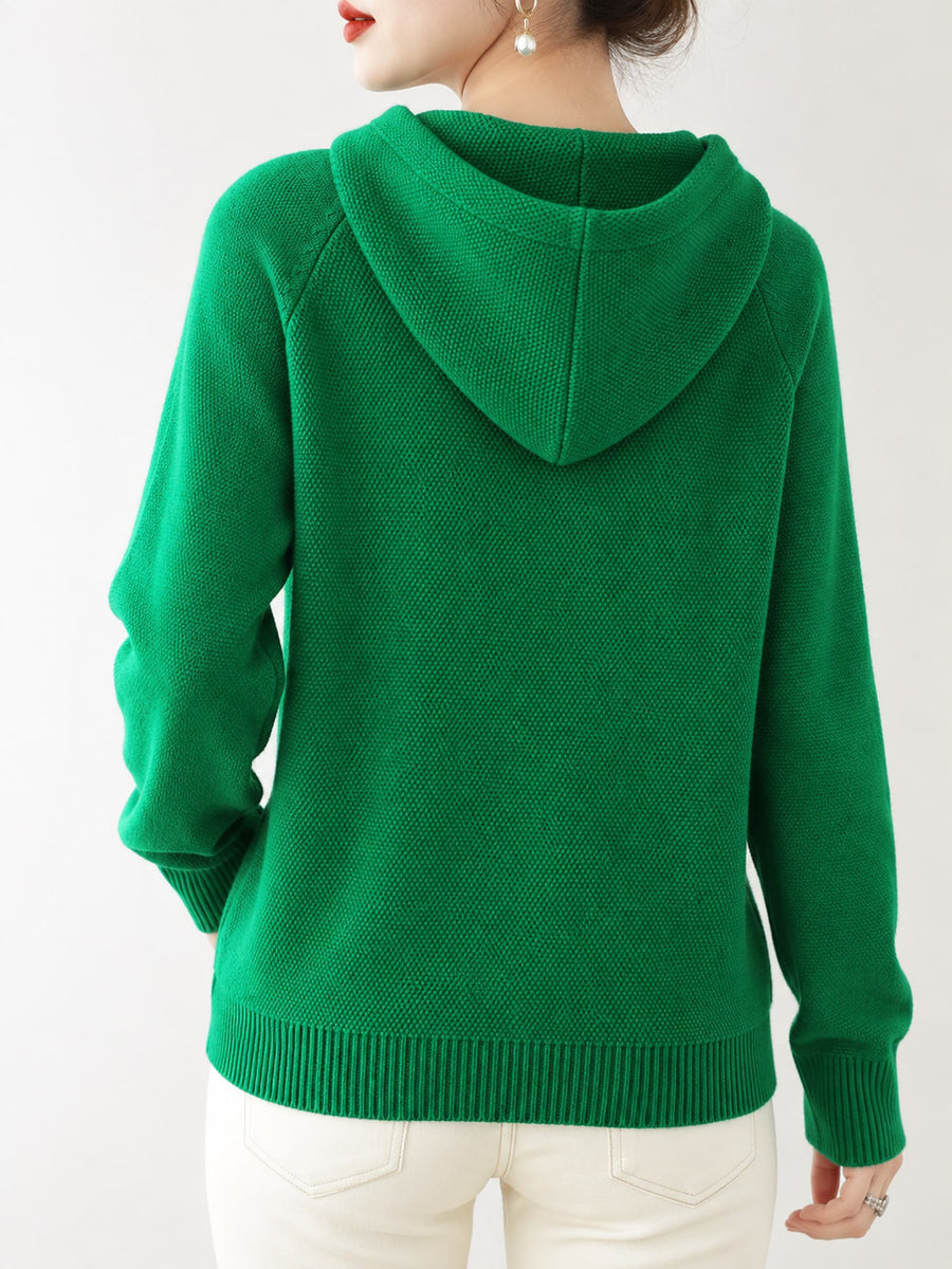 minimalist pullover sweater in Mustard Yellow with hooded