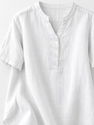 Navy Blue blouse with tunic-length and half-button