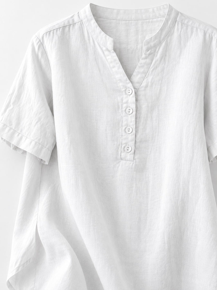 Navy Blue blouse with tunic-length and half-button