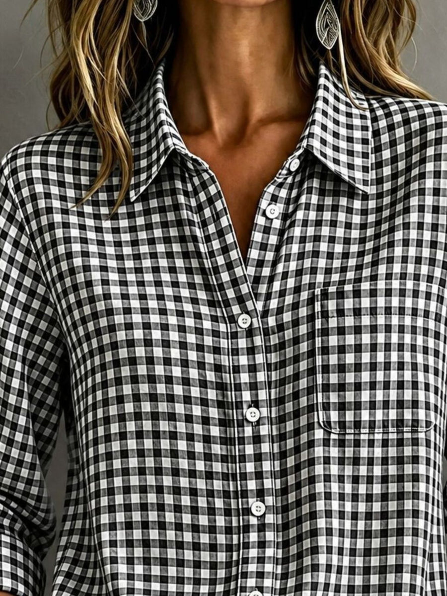 button-down shirt featuring gingham in Light Blue with 100% polyester Care instructions: Machine wash cold texture