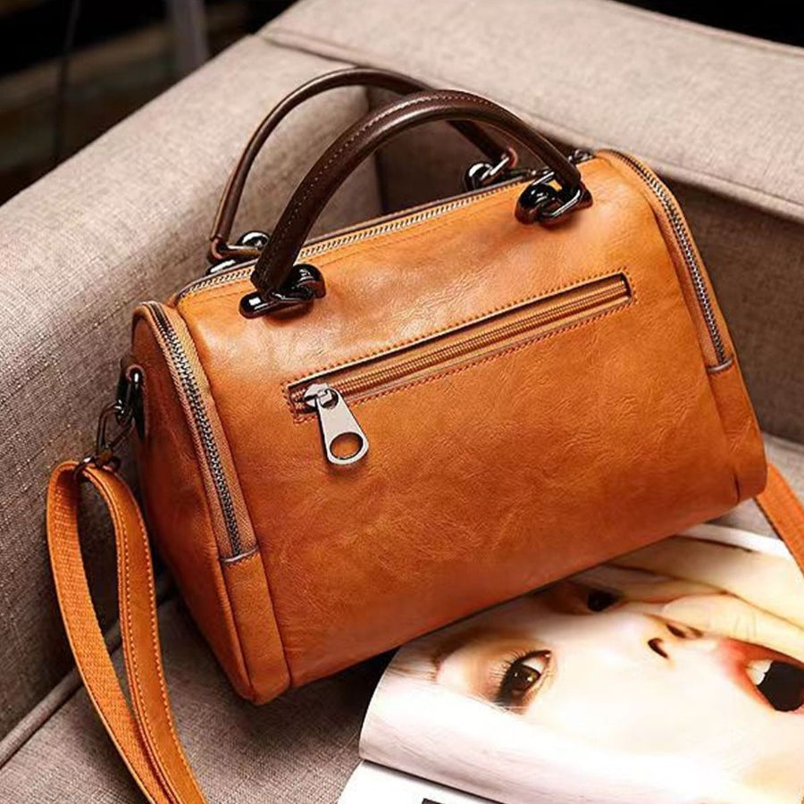 crossbody bag in Dark Brown with top handle and small