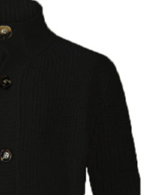 cardigan featuring ribbed knit in Black with 100% polyester Care instructions: Machine wash cold texture