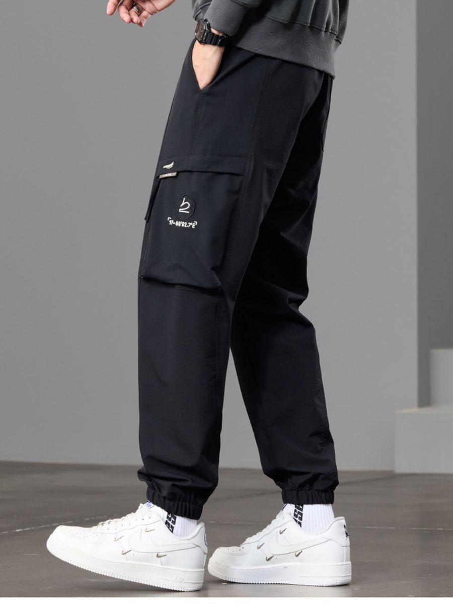 Men's Casual Cargo Joggers in Green with pocketed