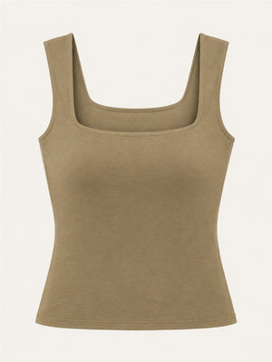 tank top in Army Green with square neck and sleeveless