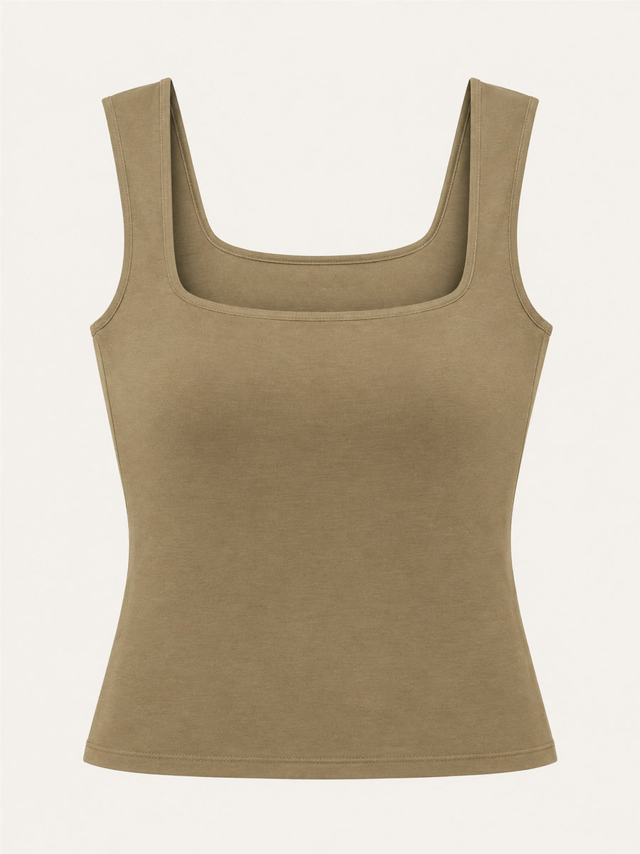 tank top in Army Green with square neck and sleeveless
