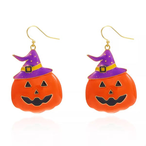 earrings in orange with dangle and short