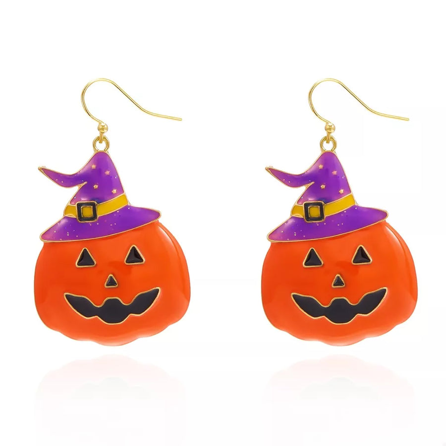 earrings in orange with dangle and short