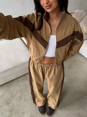 tracksuit set in Black with color-block and elastic waist